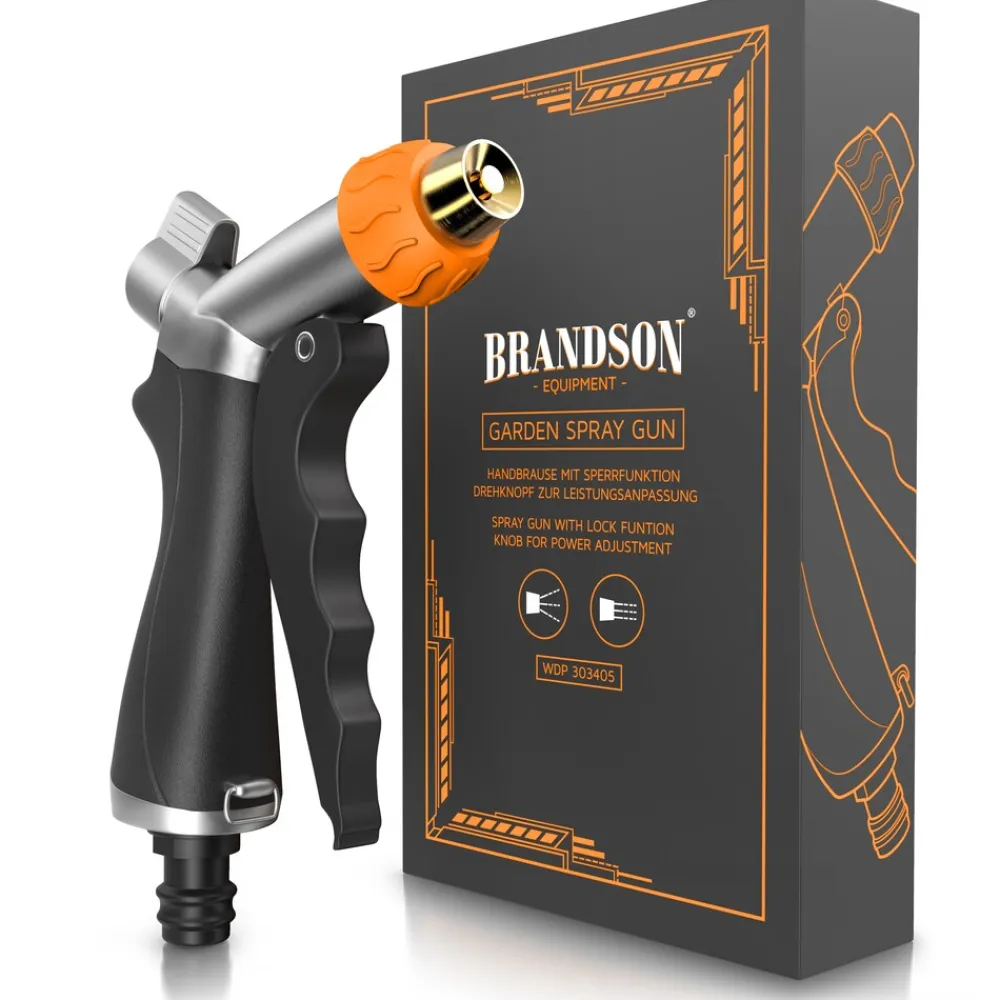 Brandson Garten Handbrause Metall Messing - Gartenbrause - 1/2 Zoll für Gartenschlauch - Pistolengriff mit Halteclip - 170 psi Wasserdruck Clearance