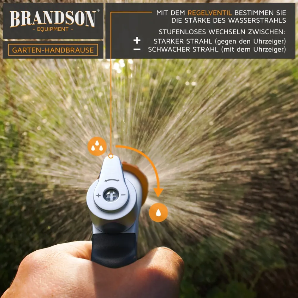 Brandson Garten Handbrause Metall Messing - Gartenbrause - 1/2 Zoll für Gartenschlauch - Pistolengriff mit Halteclip - 170 psi Wasserdruck Clearance