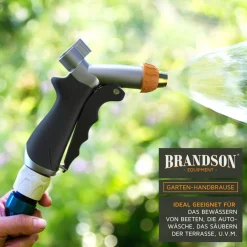 Brandson Garten Handbrause Metall Messing - Gartenbrause - 1/2 Zoll für Gartenschlauch - Pistolengriff mit Halteclip - 170 psi Wasserdruck Clearance