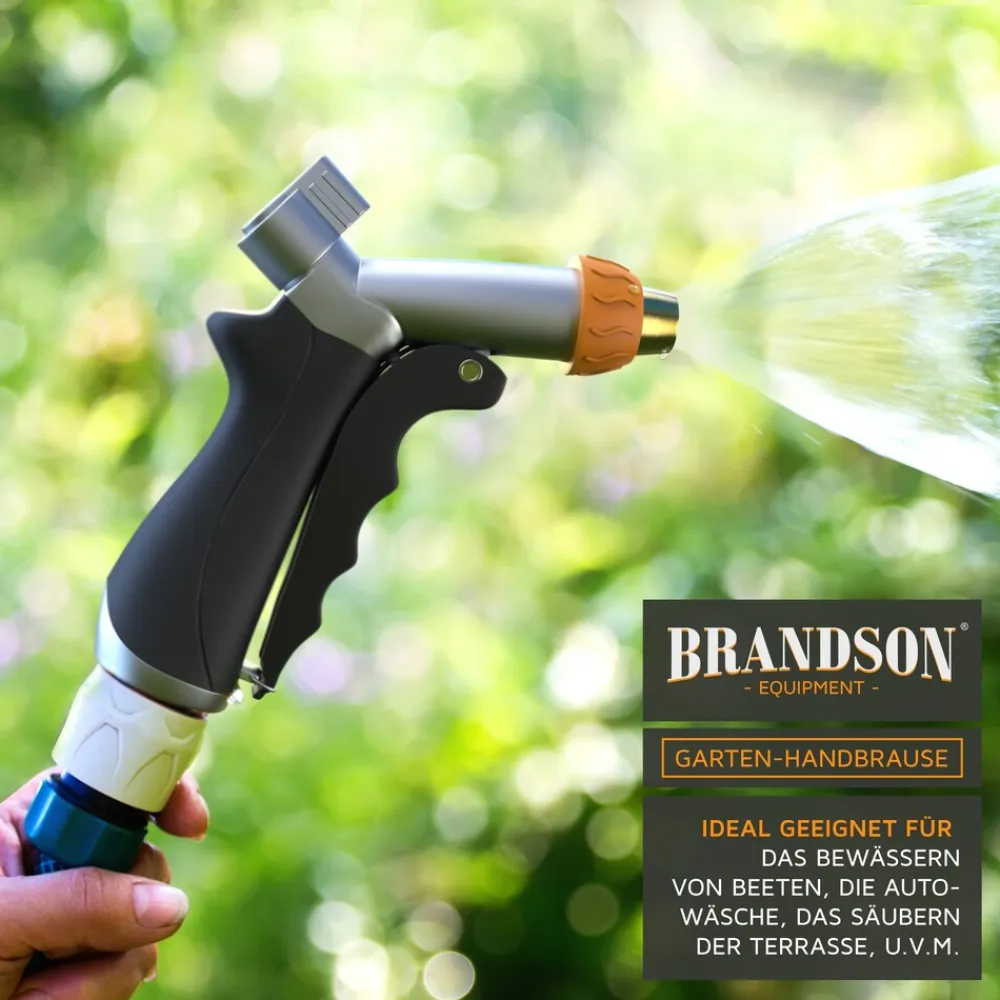 Brandson Garten Handbrause Metall Messing - Gartenbrause - 1/2 Zoll für Gartenschlauch - Pistolengriff mit Halteclip - 170 psi Wasserdruck Clearance