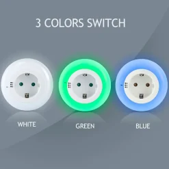 Brandson LED Nachtlicht mit Zwischenstecker & auswählbaren Farben Nachtlampe - Weiß/Grün/Blau Outlet