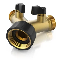 Wasserventil 2 Wege - Y-Verteiler für 3/4 Zoll Wasserhahn - Garten Wasserverteiler - Verteileranschluss für Wasserschlauch - 2 Drehschalter ^ Brandson New
