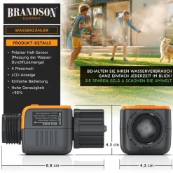 Wasserzähler digital, 3/4 Zoll, für innen und außen, 4 Modi, Verbrauchskontrolle, IPX6 ^ Brandson Discount