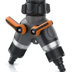 2-Wege Verteiler, 3/4 Zoll, 2-tlg., Wasserverteiler, Schlauchverteiler, regulierbar, für Gartenschlauch & Gartenbewässerung ^ Brandson