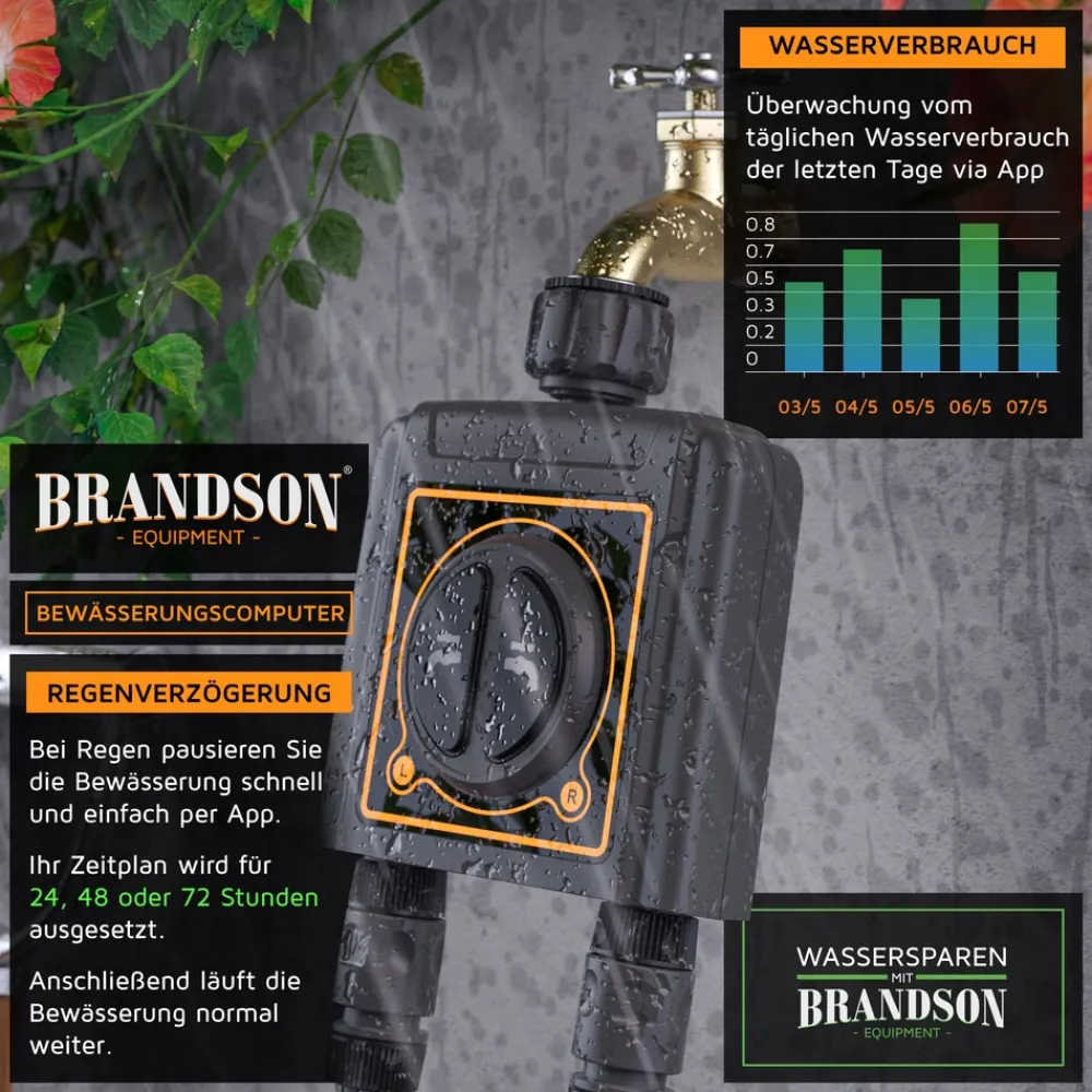 Wifi Bewässerungsuhr, automatische Gartenbewässerung, Wasserzeitschaltuhr, systemfähig ^ Brandson Online