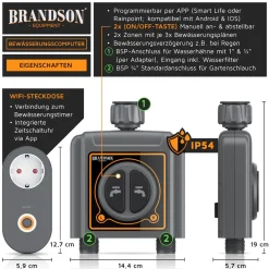 Wifi Bewässerungsuhr, automatische Gartenbewässerung, Wasserzeitschaltuhr, systemfähig ^ Brandson Online