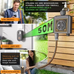 Wifi Bewässerungsuhr, automatische Gartenbewässerung, Wasserzeitschaltuhr, systemfähig ^ Brandson Online