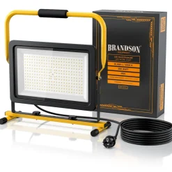 Brandson 200W LED Baustrahler - Arbeitsscheinwerfer - Bauscheinwerfer - Standgestell und Tragegriff - 16000 Lumen - 4 m Stromkabel - Metallgehäuse Best