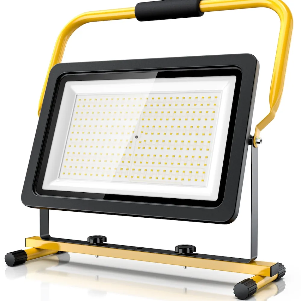 Brandson 200W LED Baustrahler - Arbeitsscheinwerfer - Bauscheinwerfer - Standgestell und Tragegriff - 16000 Lumen - 4 m Stromkabel - Metallgehäuse Best