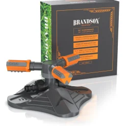 2x Kreisregner Garten Sprinkler, 360° Rasensprenger, 3 Arm Rasensnsprikler rotierend, 21 cm lang, Sprenger Bewässerungssystem, Bewässerungsanlagen, Gardena kompatibel ^ Brandson Online