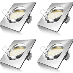 Brandson 4x LED Einbaustrahler in Edelstahl Optik, schwenkbarer Deckenspot mit 320 Lumen / Warmweiß New