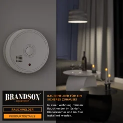 Brandson 3x Rauchmelder (Wechselbare Batterie, wiederverwendbar, Batteriewarnung, TÜV geprüft)