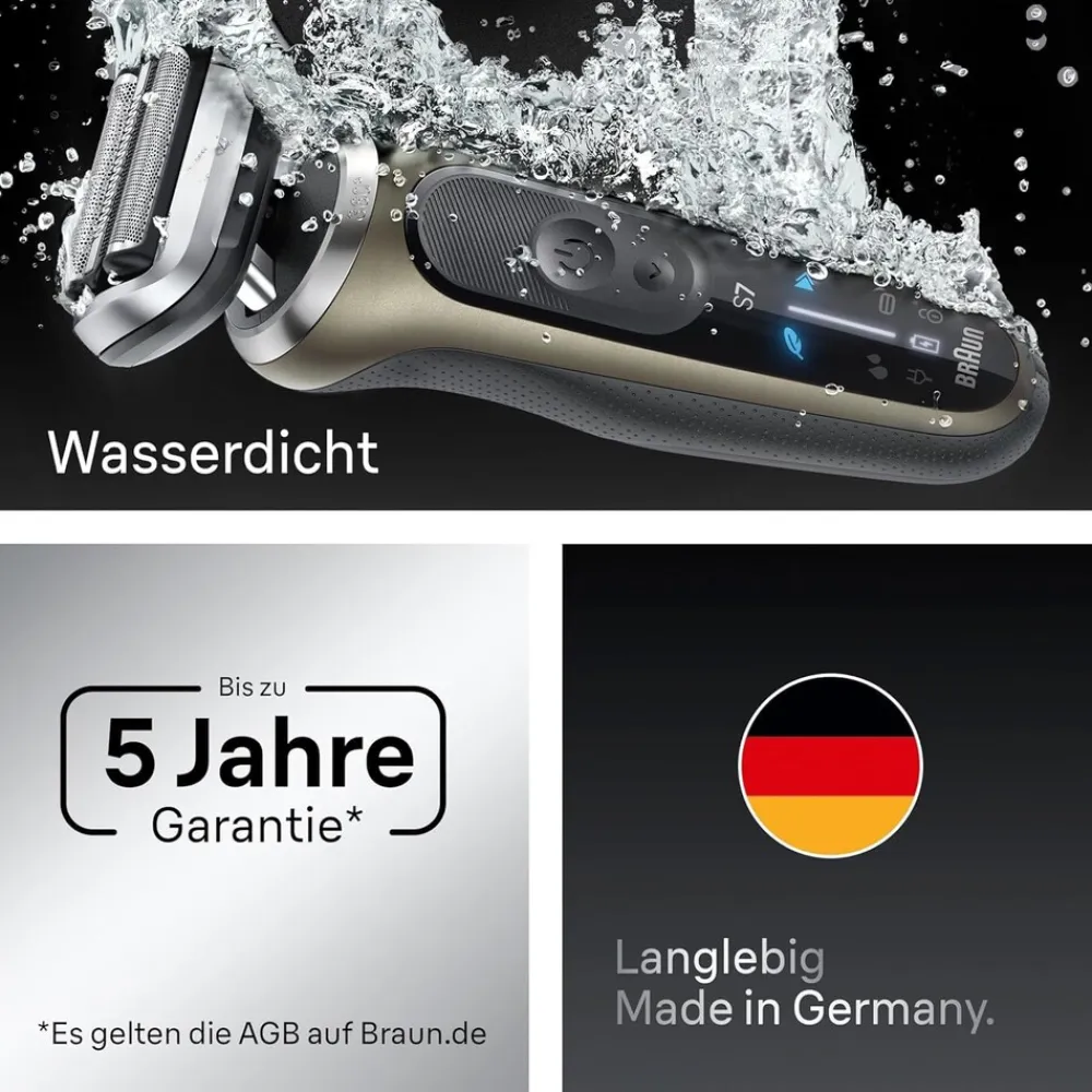 Series 7 Elektrorasierer 72-C1200s Herrenrasierer (Akkubetrieb, 360° SkinFlex Kopf, 3 Rasiermodi, kabellose Laufzeit bis zu 60 Min., 100% wasserdicht, hergestellt in Deutschland, Reiseetui, Ladegerät, Reinigungsbürste, Präzisionstrimmer-Aufsatz) ^ Braun Online