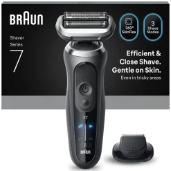 Braun Series 7 Elektrorasierer, +1 Aufsatz, 72-G1200s Herrenrasierer (Akkubetrieb, 360° SkinFlex Kopf, 3 Rasiermodi, kabellose Laufzeit von bis zu 60 Min., 100% wasserdicht, hergestellt in Deutschland, Reiseetui, Ladegerät, Reinigungsbürste, Präzisionstrim Sale