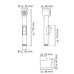 Brausekopf Santa Cruz mit Wandhalterung und Start-Stop ^ Ridder Best