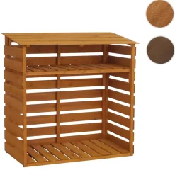 MCW Brennholzlager -Q16, Kamin-/Feuerholzregal Holzlager Holzunterstand, Ablage Holz TanneMVG121x122x61cm ~ natur Hot