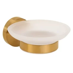BRILLANTBAD BABLO Seifenablage Messing Gold matt Milchglas 129x110x55 mm für Bad & Küche >> zum Bohren oder Kleben*