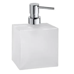 BRILLANTBAD BASA Glasseifenspender Messing Milchglas Chrom 105x160x90 mm, 230 ml für Bad & Küche >> Freistehend anwendbar Sale