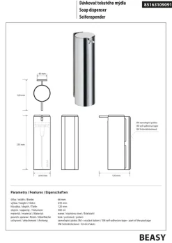 BRILLANTBAD BEASY Seifenspender Edelstahl poliert 120x66x235 mm, 500 ml für Bad & Küche >> zum Kleben Hot