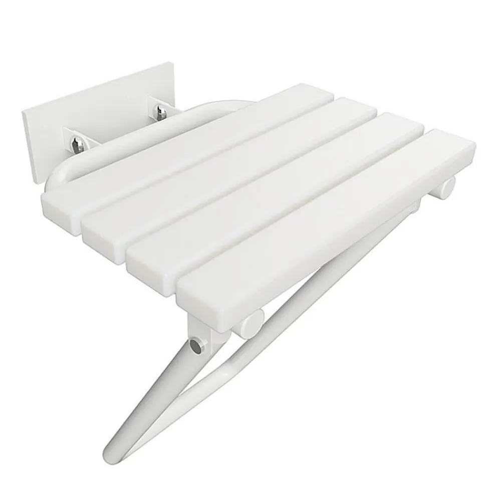 BELP Duschklappsitz Edelstahl Weiß Kunststoff mit Abdeckung 440x460x450 mm, 200 kg Traglast für Bad & WC >> zum Bohren ^ BRILLANTBAD Online