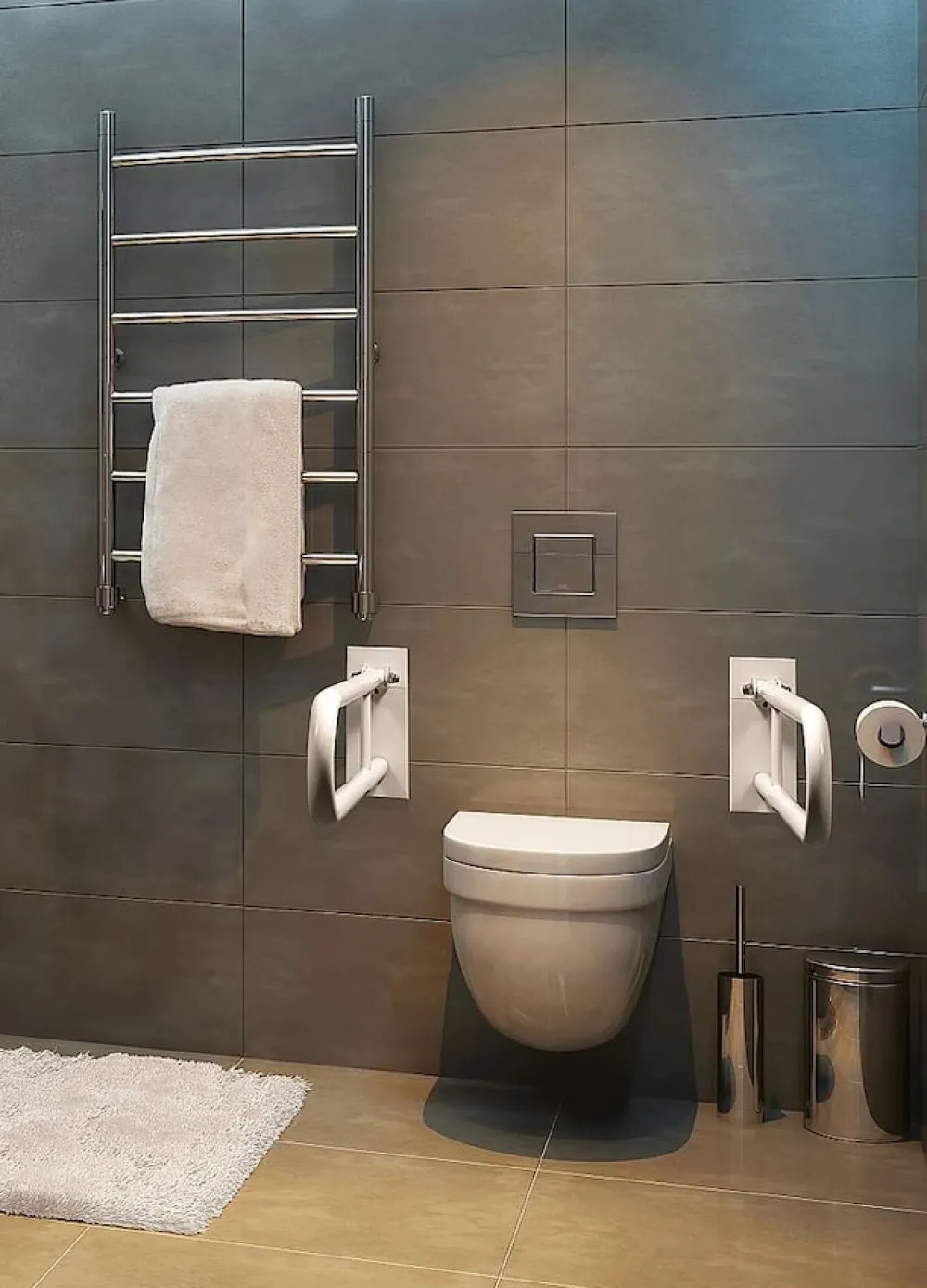 BELP Duschklappsitz Edelstahl Weiß Kunststoff mit Abdeckung 440x460x450 mm, 200 kg Traglast für Bad & WC >> zum Bohren ^ BRILLANTBAD Online