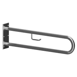 BELP Stützgriff in U-Form mit Toilettenpapierhalter Edelstahl gebürstet 100x250x866 mm, 120 kg Traglast für Bad & WC >> zum Bohren ^ BRILLANTBAD Outlet