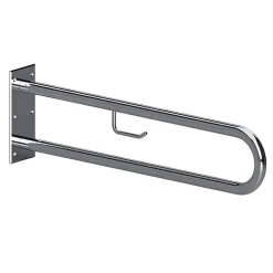 BELP Stützgriff in U-Form mit Toilettenpapierhalter Edelstahl poliert 100x250x616 mm, 120 kg Traglast für Bad & WC >> zum Bohren ^ BRILLANTBAD