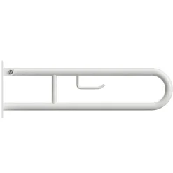 BRILLANTBAD BELP Stützklappgriff in U-Form mit Toilettenpapierhalter Eisen Weiß 100x250x829 mm, 120 kg Traglast für Bad & WC >> zum Bohren Sale