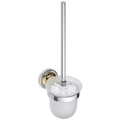 BETRO GOLD WC-Bürstengarnitur mit Glas Messing Gold Chrom Glas 110x360x145 mm für Bad & WC >> zum Bohren ^ BRILLANTBAD Online