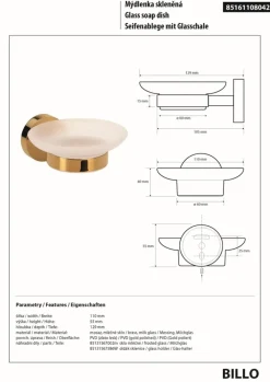 BRILLANTBAD BILLO Seifenablage Messing Gold poliert Milchglas 129x110x55 mm für Bad & Küche >> zum Bohren oder Kleben* Sale