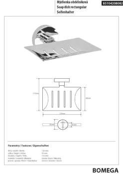 BOMEGA Seifenhalter Messing Chrom poliert 125x55x115 mm für Bad & Küche >> zum Bohren oder Kleben* ^ BRILLANTBAD Clearance