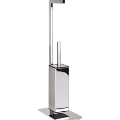 BRILLANTBAD META WC-Bürstengarnitur mit Papierrollenhalter Messing Chrom 255x150x710 mm für Bad & WC >> Freistehend anwendbar Online