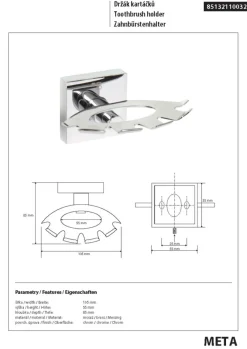 META Zahnbürstenhalter Messing Chrom poliert 105x55x85 mm für Bad & WC >> zum Bohren oder Kleben* ^ BRILLANTBAD Outlet
