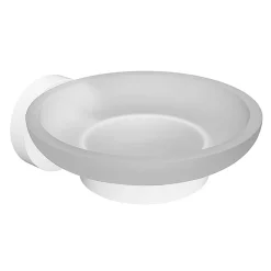 BRILLANTBAD WHITE  Seifenablage Messing Weiß mit Glasschale 110x55x105 mm für Bad & Küche >> zum Bohren oder Kleben* Hot