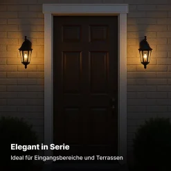 Brilliant Carleen Wandleuchte Aussen Hängend Schwarz - Außenwandleuchte E27 IP44 - Wetterfeste Außenlampe für Garten, Terrasse & Eingang - LED geeignet - 31cm Hoch Clearance