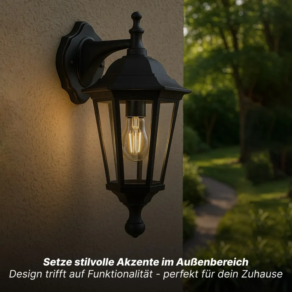 Brilliant Carleen Wandleuchte Aussen Hängend Schwarz - Außenwandleuchte E27 IP44 - Wetterfeste Außenlampe für Garten, Terrasse & Eingang - LED geeignet - 31cm Hoch Clearance