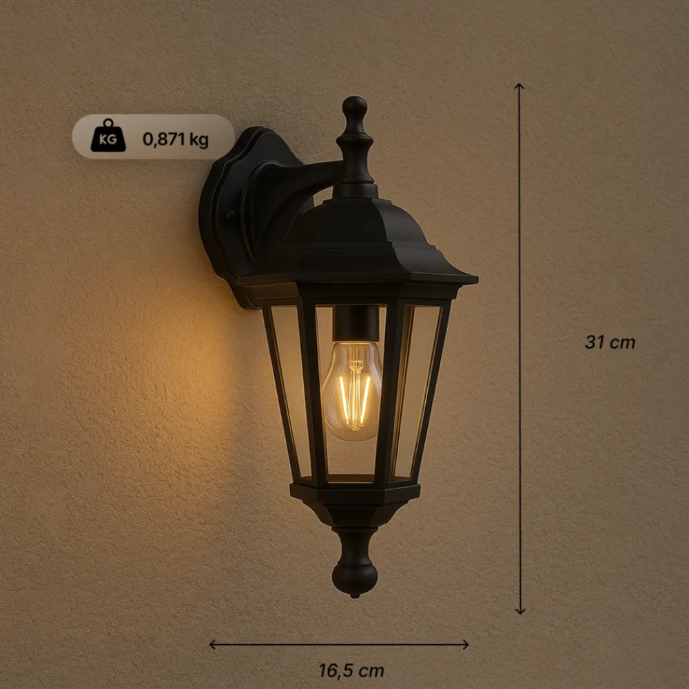 Brilliant Carleen Wandleuchte Aussen Hängend Schwarz - Außenwandleuchte E27 IP44 - Wetterfeste Außenlampe für Garten, Terrasse & Eingang - LED geeignet - 31cm Hoch Clearance