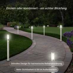 Brilliant Chorus Außenlampe mit Bewegungsmelder - Edelstahl-Stehleuchte IP44 für Garten & Einfahrt - 80 cm hoch, für Standard- und E27- Leuchtmittel (nicht enthalten) Discount