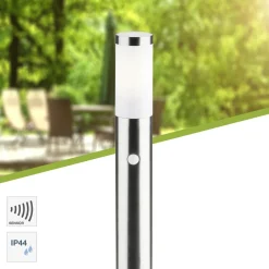 Brilliant Chorus Außenlampe mit Bewegungsmelder - Edelstahl-Stehleuchte IP44 für Garten & Einfahrt - 80 cm hoch, für Standard- und E27- Leuchtmittel (nicht enthalten) Discount