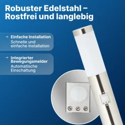 Brilliant Chorus Außenlampe mit Bewegungsmelder - Edelstahl-Stehleuchte IP44 für Garten & Einfahrt - 80 cm hoch, für Standard- und E27- Leuchtmittel (nicht enthalten) Discount