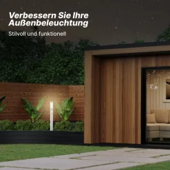 Brilliant Chorus Außenlampe mit Bewegungsmelder - Edelstahl-Stehleuchte IP44 für Garten & Einfahrt - 80 cm hoch, für Standard- und E27- Leuchtmittel (nicht enthalten) Discount