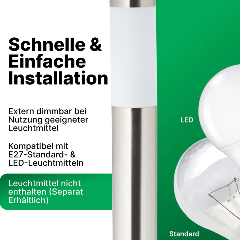 ? Chorus Wegeleuchte Edelstahl 81 cm - Außenleuchte mit IP44 Spritzwasserschutz, geeignet für LED & Normallampen, ideal für Gartenwege & Einfahrten? ^ Brilliant Discount