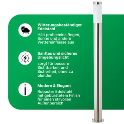 ? Chorus Wegeleuchte Edelstahl 81 cm - Außenleuchte mit IP44 Spritzwasserschutz, geeignet für LED & Normallampen, ideal für Gartenwege & Einfahrten? ^ Brilliant Discount