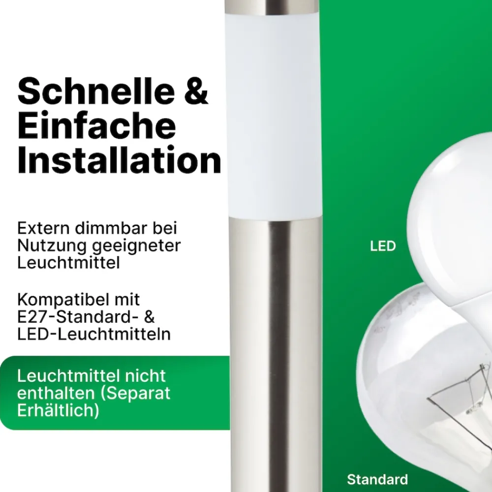 ? Chorus Wegeleuchte Edelstahl 81 cm - Außenleuchte mit IP44 Spritzwasserschutz, geeignet für LED & Normallampen, ideal für Gartenwege & Einfahrten? ^ Brilliant Discount