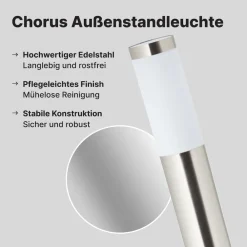 ? Chorus Wegeleuchte Edelstahl 81 cm - Außenleuchte mit IP44 Spritzwasserschutz, geeignet für LED & Normallampen, ideal für Gartenwege & Einfahrten? ^ Brilliant Discount