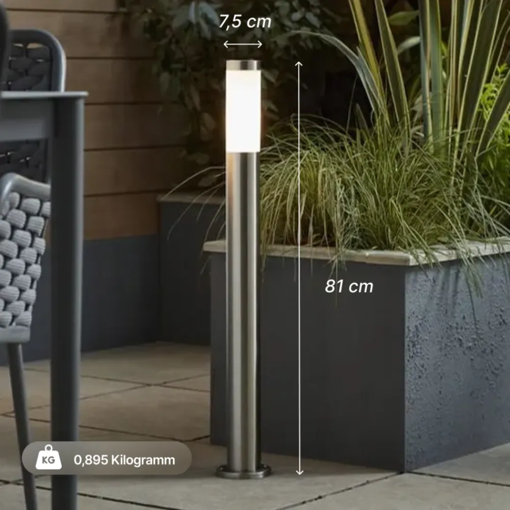 ? Chorus Wegeleuchte Edelstahl 81 cm - Außenleuchte mit IP44 Spritzwasserschutz, geeignet für LED & Normallampen, ideal für Gartenwege & Einfahrten? ^ Brilliant Discount