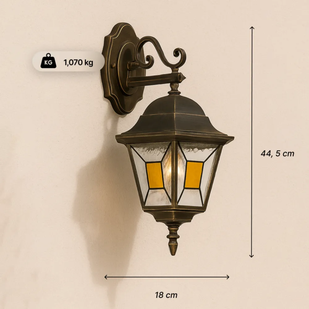 Brilliant Janel Außenwandleuchten - 1 Stück Außenlampe Hängend Schwarz Gold, IP44, E27 Fassung (Leuchtmittel nicht inkl.), Dimmbar, Wetterfest für Garten, Terrasse & Eingang New