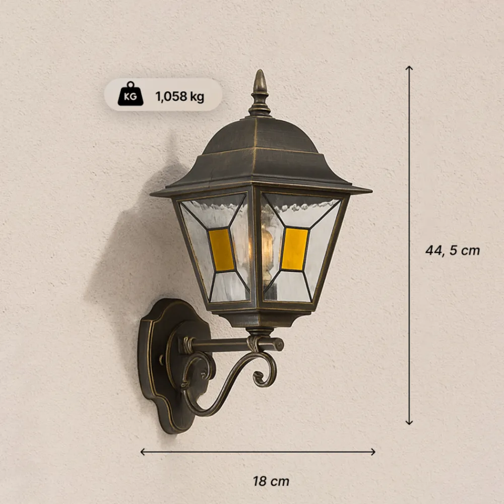 Brilliant Janel Außenwandleuchten - 1 Stück Außenlampe Schwarz Gold, IP44, E27 Fassung (Leuchtmittel nicht inkl.), Dimmbar, Wetterfest für Garten, Terrasse & Eingang New