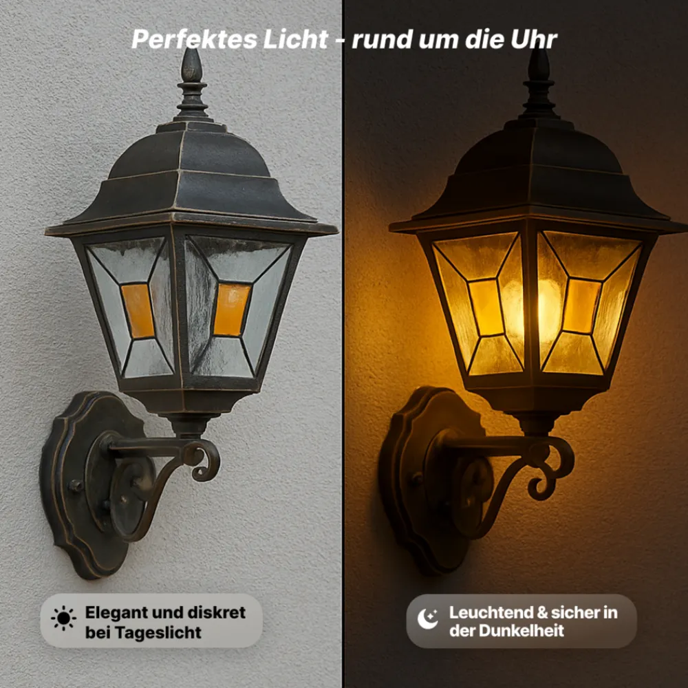 Brilliant Janel Außenwandleuchten - 1 Stück Außenlampe Schwarz Gold, IP44, E27 Fassung (Leuchtmittel nicht inkl.), Dimmbar, Wetterfest für Garten, Terrasse & Eingang New
