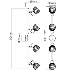 Lampe Blacky Spotrohr 4flg schwarz | 4x D45, E14, 40W, geeignet für Tropfenlampen (nicht enthalten) | Arm schwenkbar / Köpfe schwenkbar ^ Brilliant Online